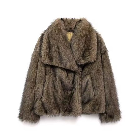 Veste courte en fausse fourrure marron taille M
