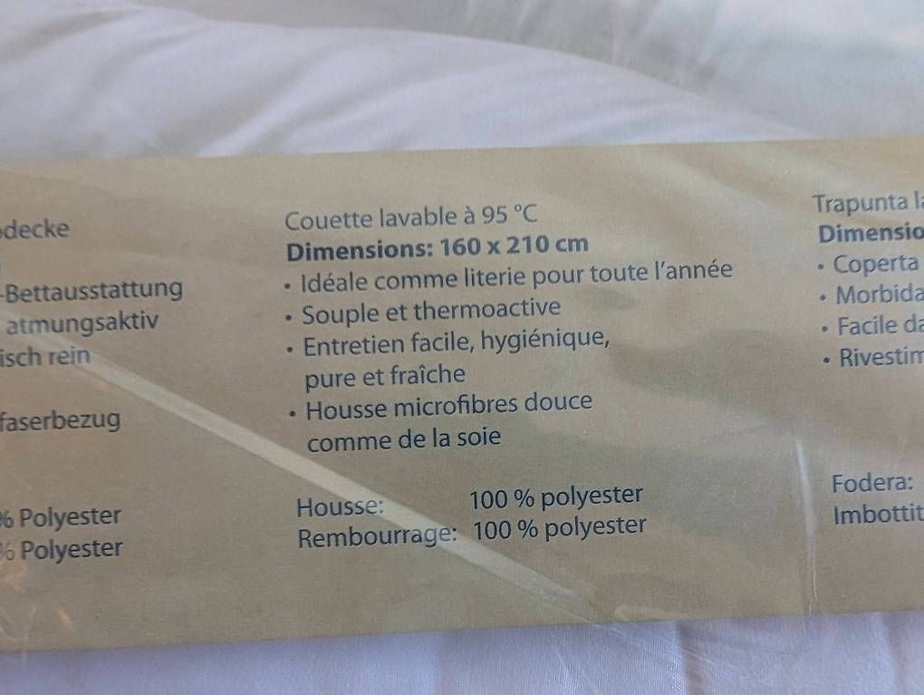 Biancheria da letto: Couette neuve lit simple – Nuovo e nell'imballaggio originale da Corcelles-le-Jorat venduto da jmirand 1