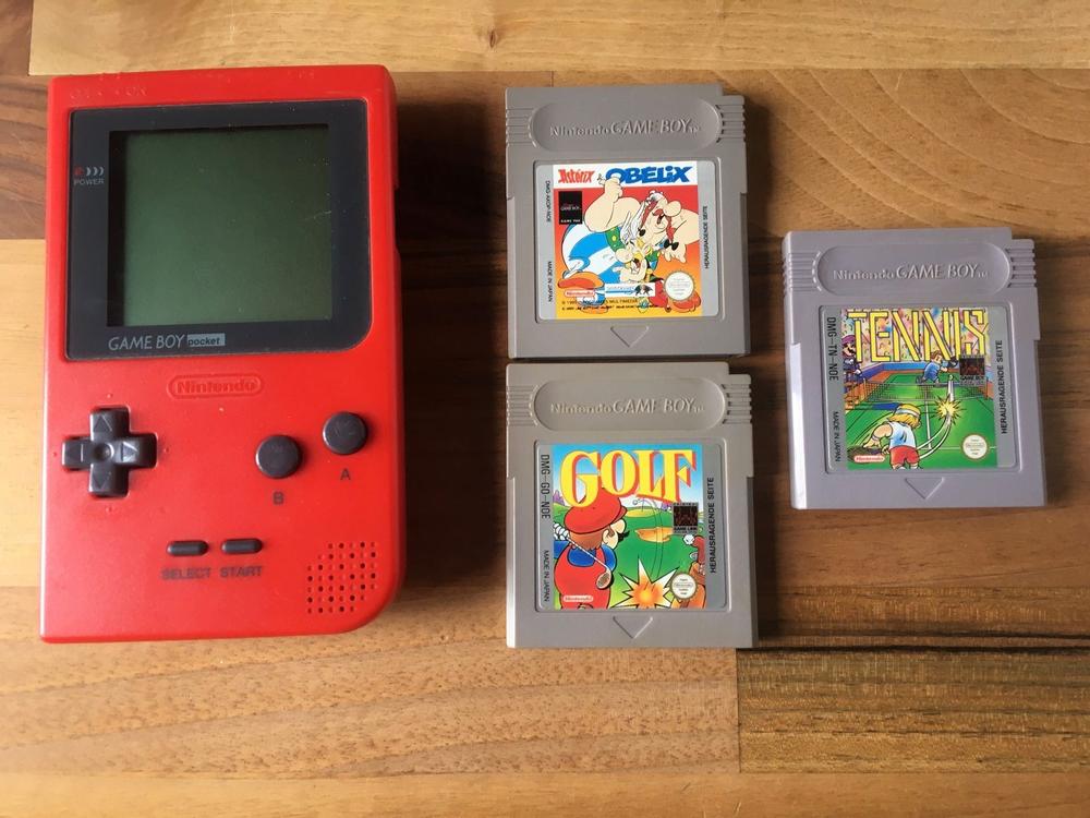 Nintendo Gameboy Pocket rosso con 3 giochi - TricicloBergamo