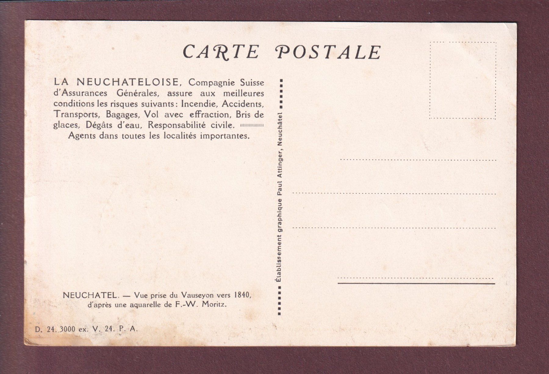 Cartoline postali: NEUCHÂTEL vers 1840 – Usato da Pully venduto da nicecards 1