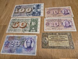 Banknotenlot 6 Stück - 5 - 100 Franken - tolle Serie!