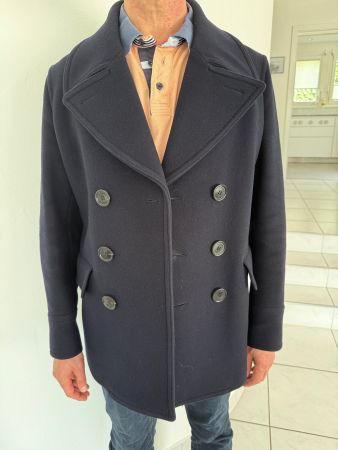Burberry Mantel Peacoat blau Wolle Grösse 54 neuwertig