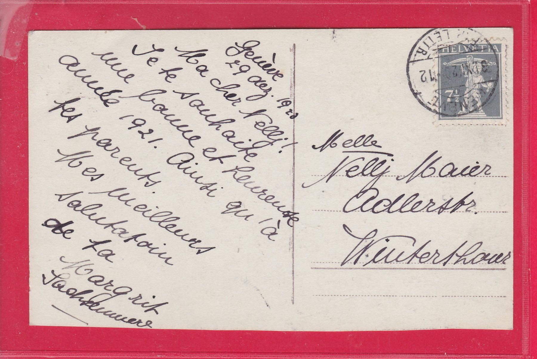 Cartoline postali: HEUREUSE ANNÉE, 30.12.1920 – Usato da Oberrieden venduto da Gebirgsstelze 1