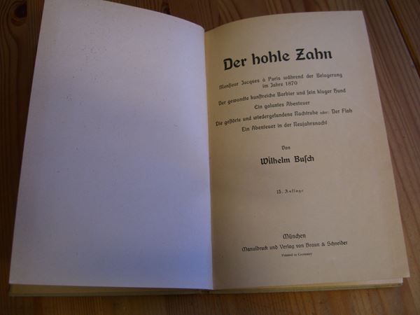 Libri: Wilhem Busch "Der hohle Zahn" – Usato da Winterthur venduto da Gaia 1
