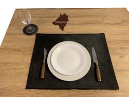 Set mit 6 Tischsets aus Kuhfell