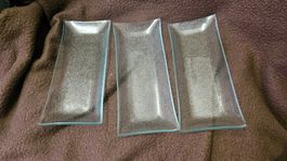 3 vassoietti di vetro ruvido