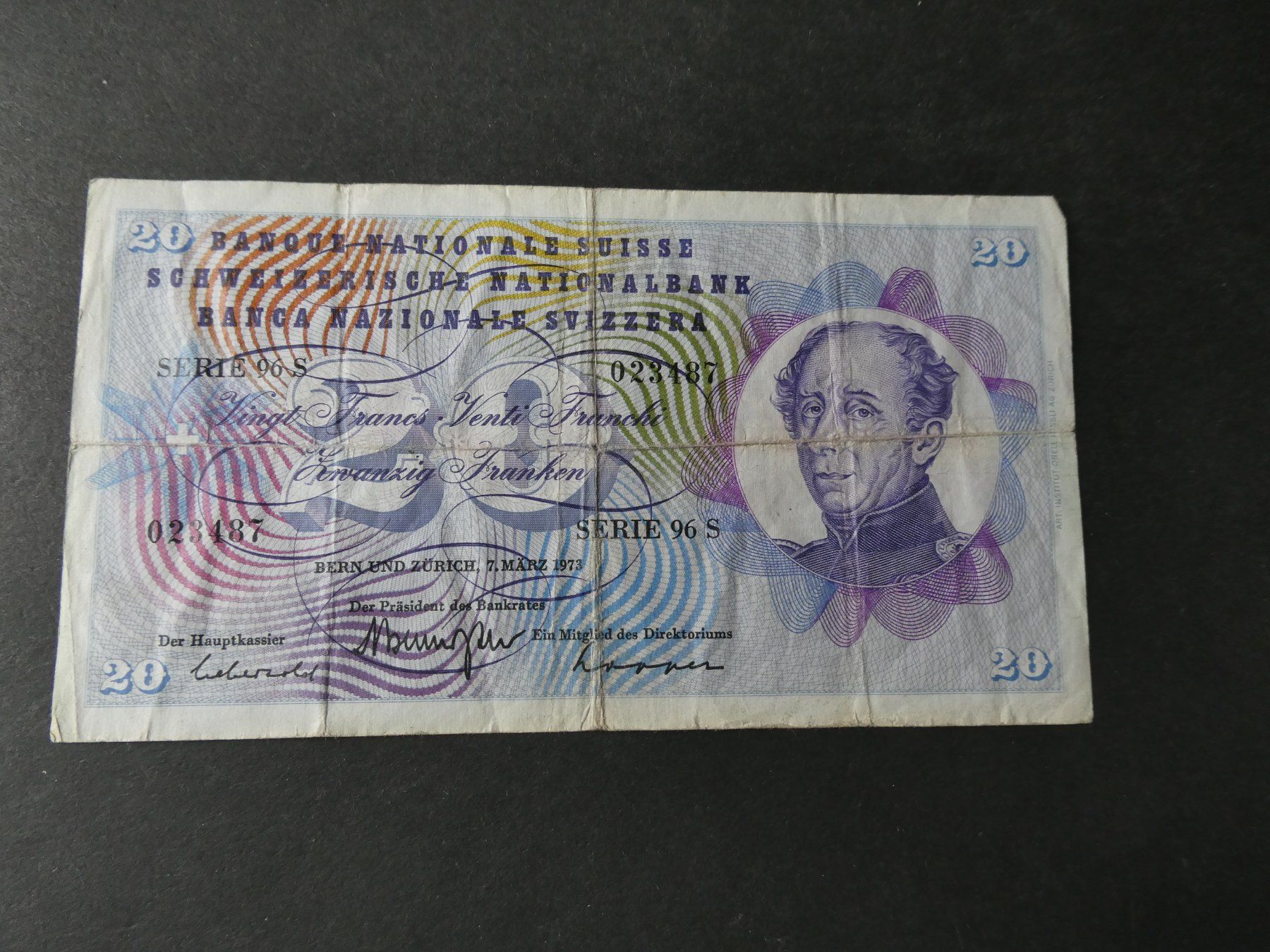 Banconote: Schweiz 1973, 20 Franken – Usato da Hinterforst venduto da Rohusri