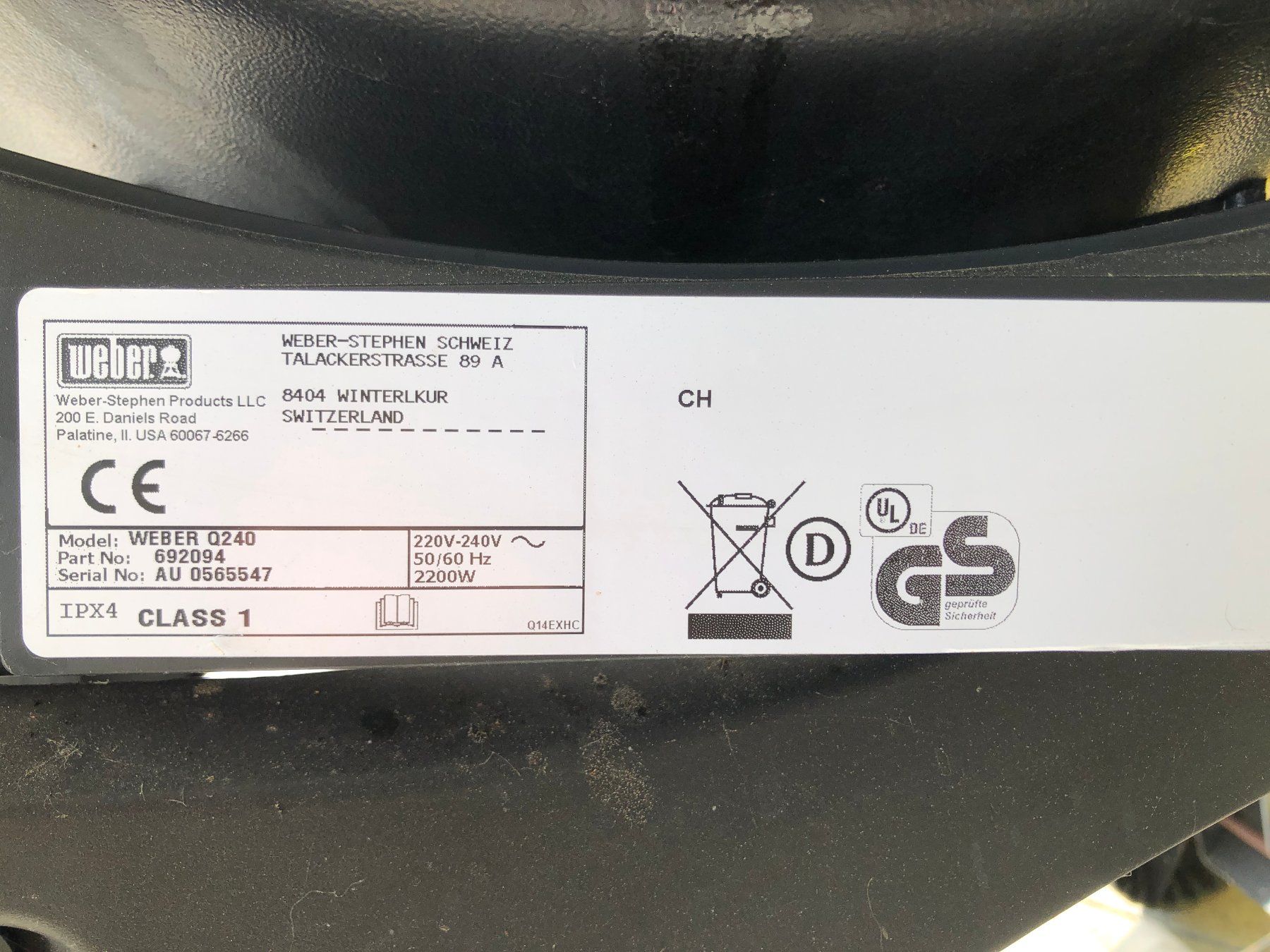 Weber Griglie: Weber Elektro Grill Q240 – Difettoso da Wollerau venduto da Seppi37 6