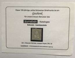 ZUMSTEIN SITZENDE HELVETIA WEISSES PAPIER ZNR.42