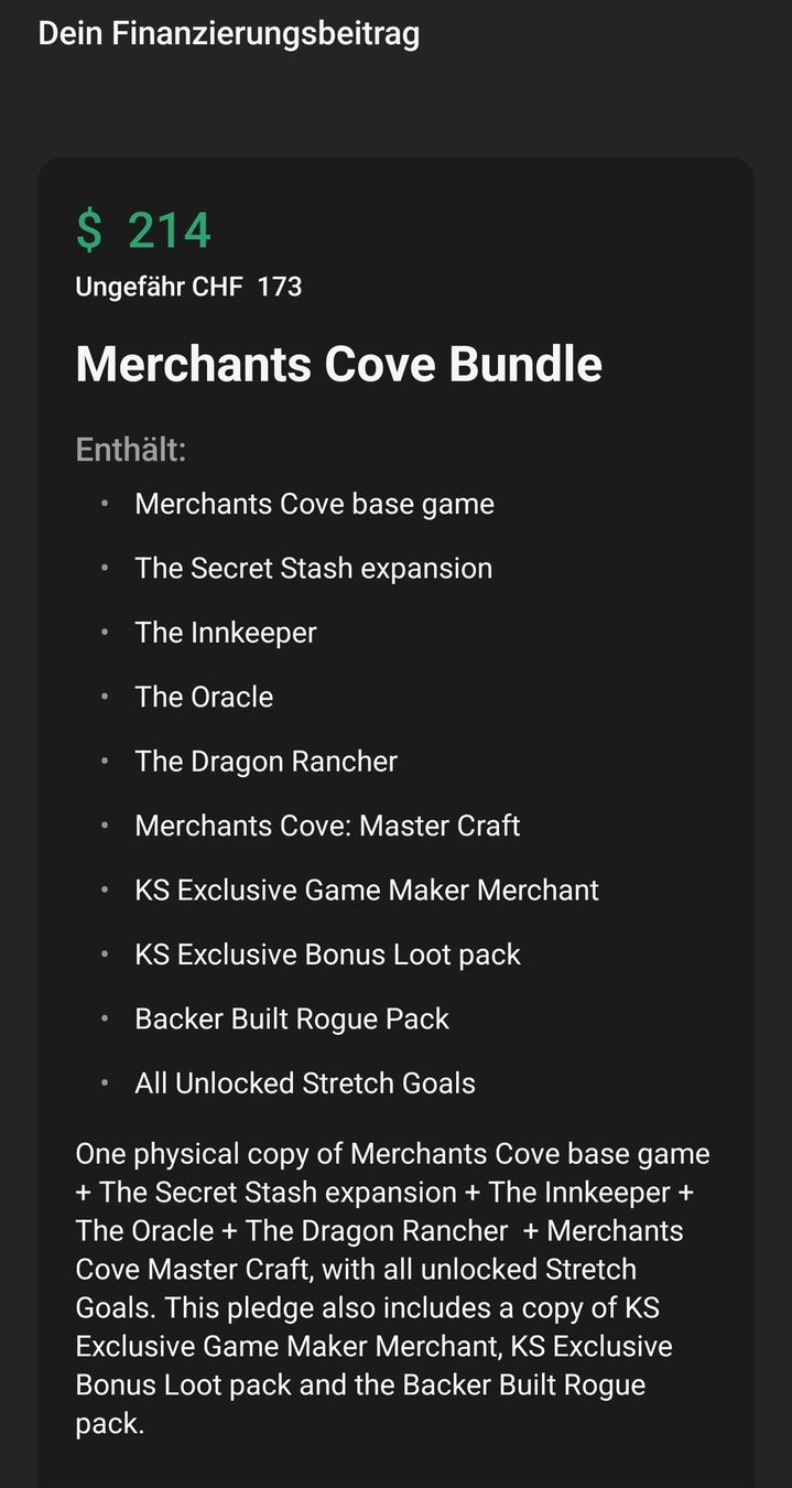 Spiele: Merchants Cove Kickstarter Bundle Deutsch – Gebraucht aus Wilen b. Wil von Banro1984 2
