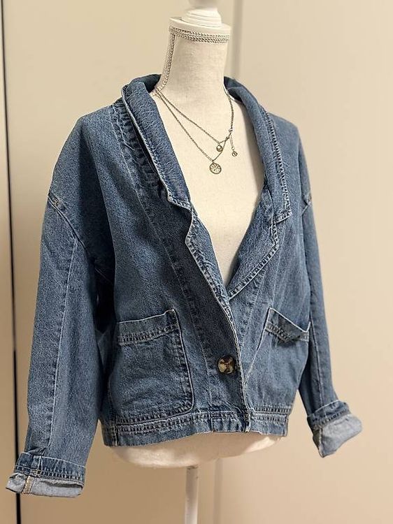 Oversized Jeansjacke The Kooples Jeansjacke Pleated Trucker Denim