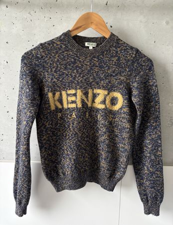 Kenzo Pullover S Wolle Mohair blau Melange