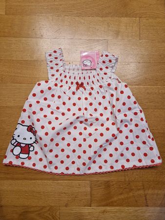 t-shirt, robe bébé Hello Kitty à pois rouge et blanc 74cm