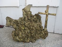 Kruzifix-Skulptur Kunst-Objekt Messing / Bronze A. WIDER?