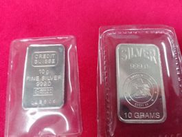 Feinsilber 999 Credit Suisse Emirates Silberbarren 10 Gramm