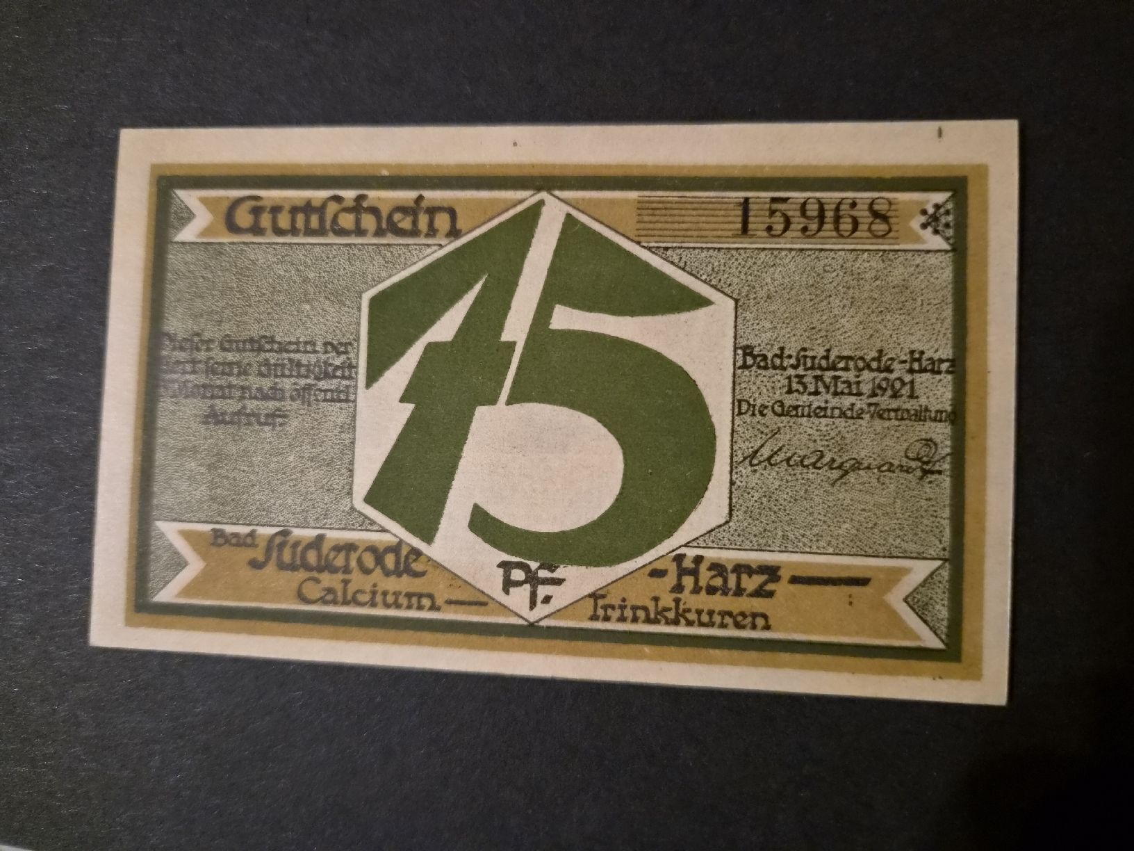 Banknoten: D.R Notgeld Suderode 1921 L1261 – Gebraucht aus Versoix von rucio 1