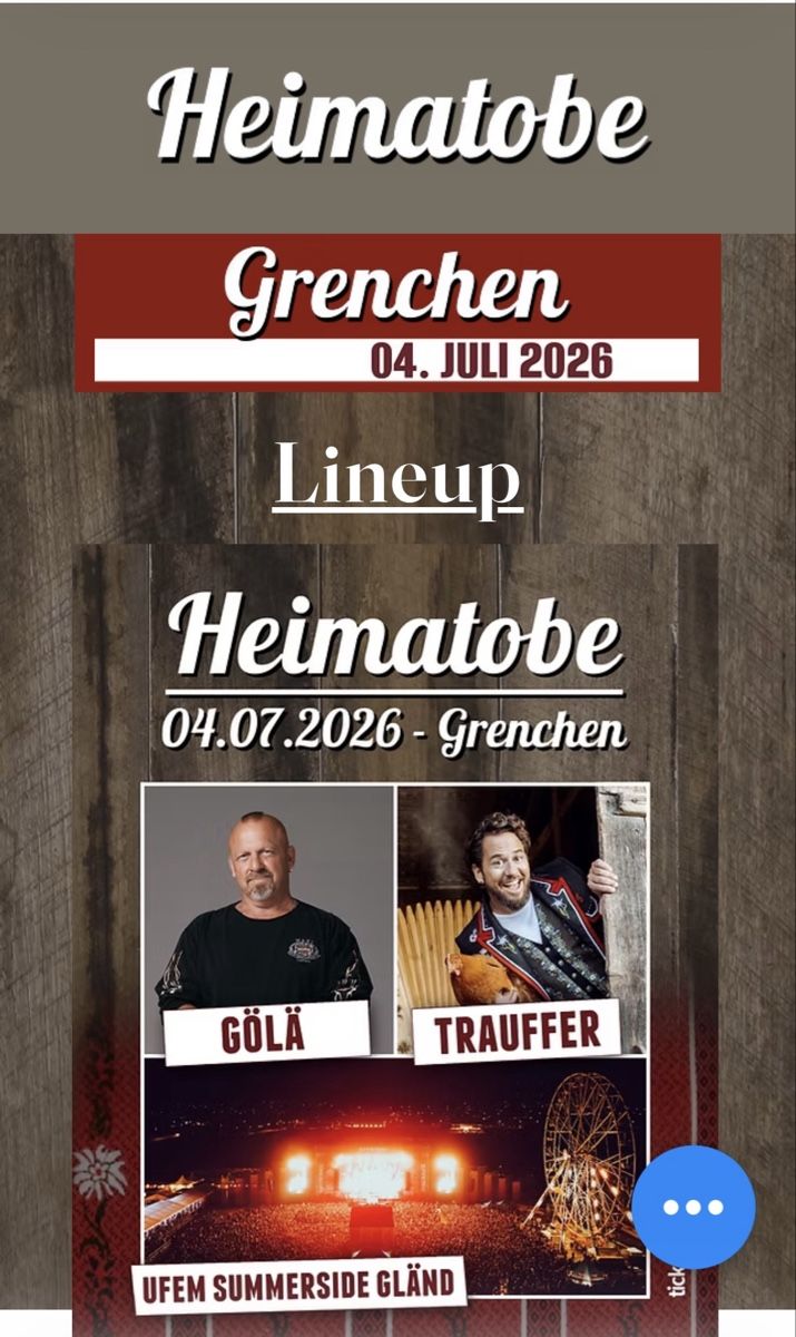 Billets: Heimatobe Grenchen 04.07.2026 GÖLÄ TRAUFFER – Neuf avec emballage d'origine à Oensingen par fra_fa