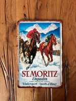 St. Moritz - schönes Retro Blechschild - Wintersport