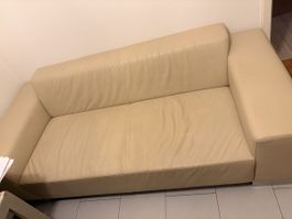 White faux leather couch 200x90