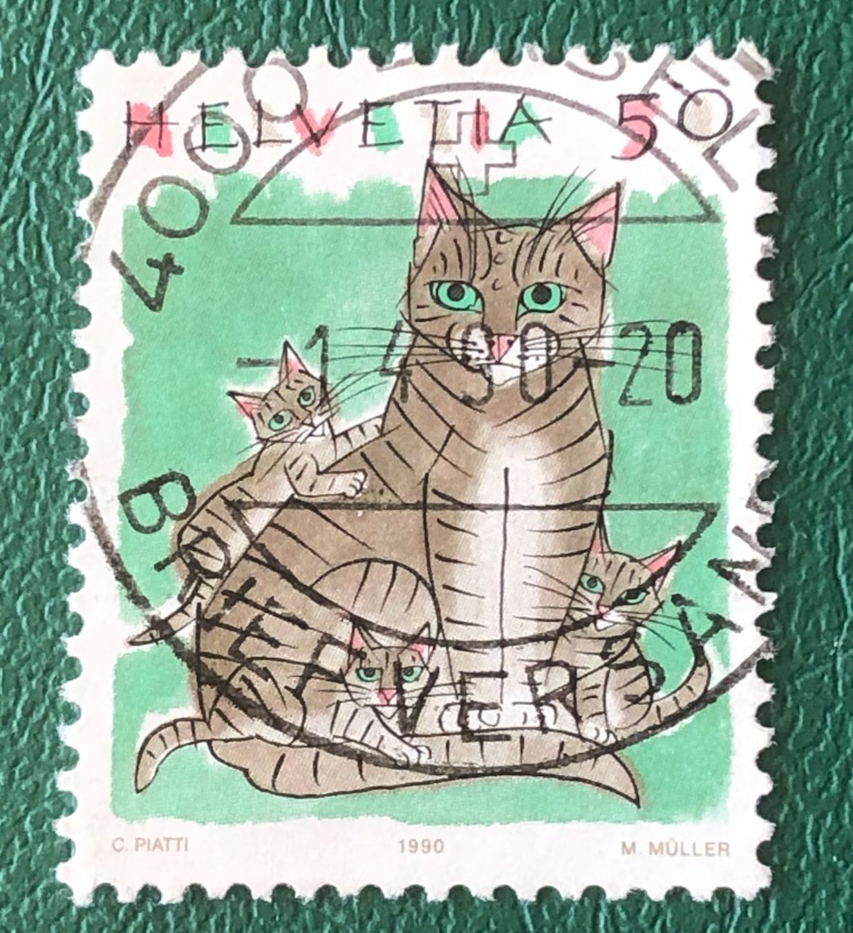 Alle Briefmarken: Nr.790 mit VollStempel Katzen 1990 Basel   – Gebraucht aus Aarau von Billa007