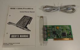 FireWire Karte 3x Firewire IEEE 1394 & FireWire-Kabel 6P/6P