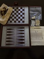 Spieleset Backgammon und Schach Lederetui guter Zustand