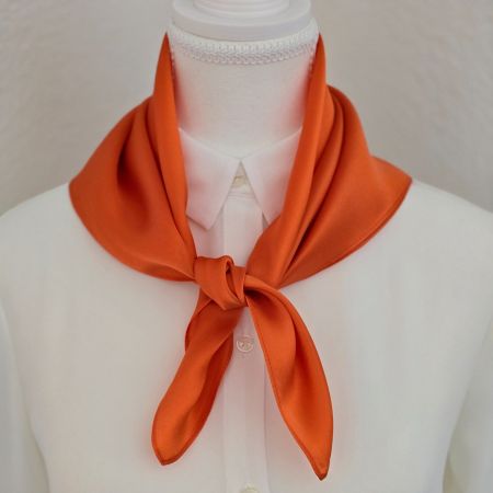 New 53cm Silk Scarf Orange Plain Color Square Scarf