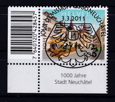 2011, 1000 JAHRE STADT NEUCHATEL, ET-VOLLSTEMPEL, 3.3.2011