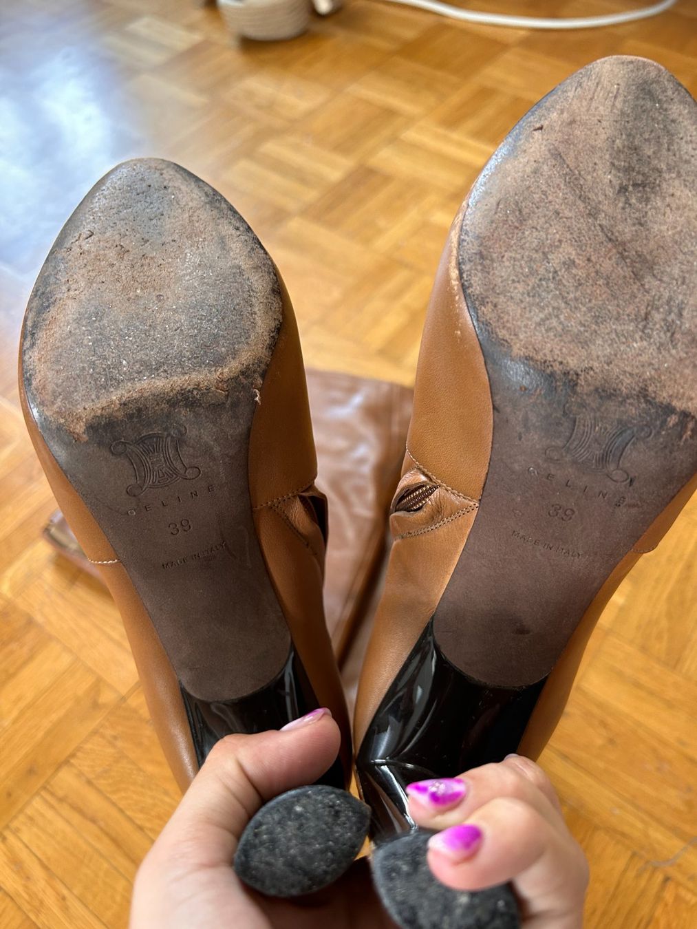 Celine Scarpe da donna: Bottes cuissardes CÉLINE cuir camel – Usato da Geneve venduto da Salomevergne 4