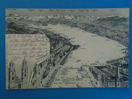 alte AK Weltpostverein- Zürichsee aus Vogelperspektive/ 1903