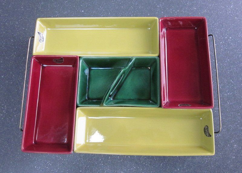 Piatti di portata: Mid Century Apero-Schalen im Ständer, Hanson Keramic – Usato da Bischofszell venduto da raika 2