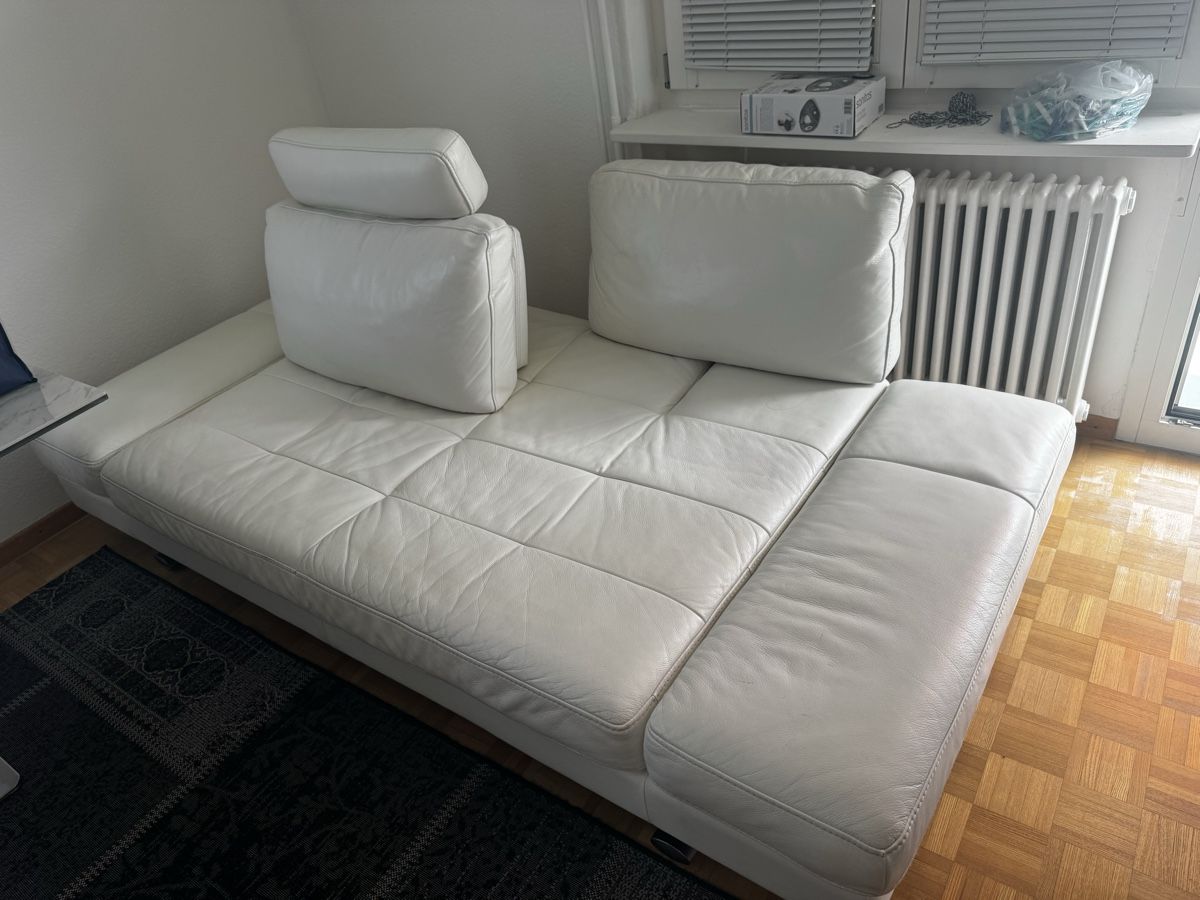 Divani: Design Leder-Sofa / Bett-Sofa, cremeweiss (grösser) – Usato da Romanshorn venduto da Benjamin__R 6