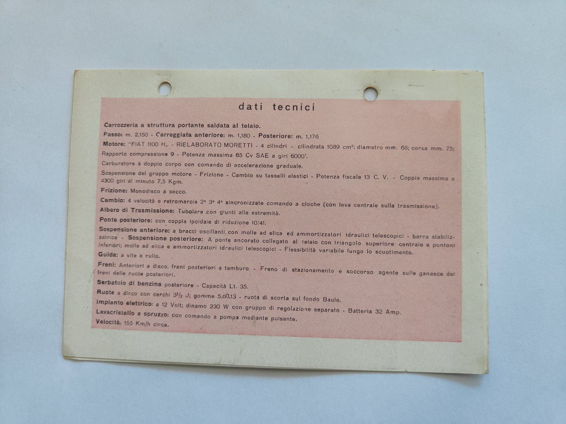 Documents: Moretti 1100 Coupé Spider Prospekt Datenblatt – D'occasion à Langendorf par zvonu161 1