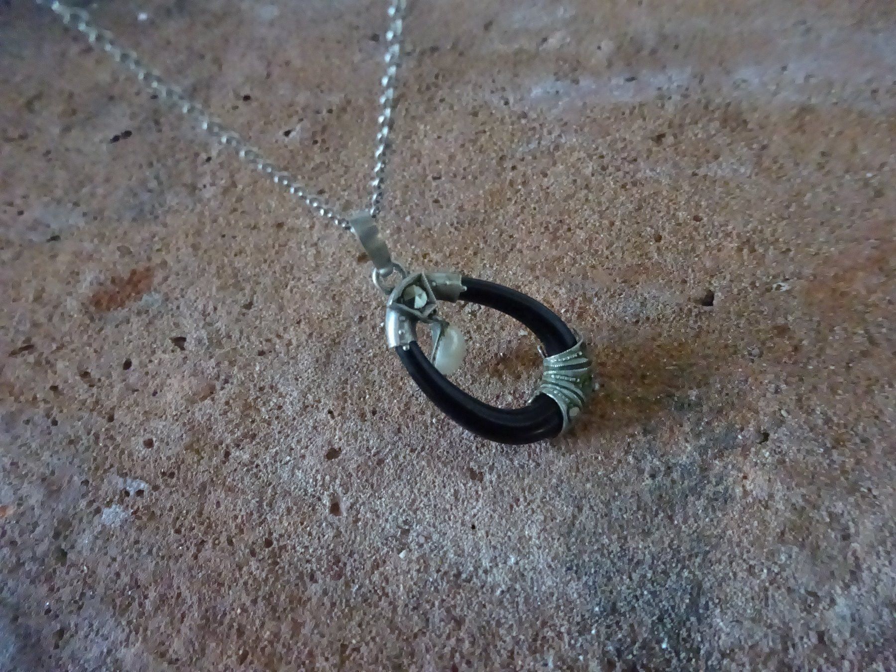 Catenine: Kette Perle Onyx Jugendstil / 835 Silber – Usato da Esslingen venduto da FetteSchnecke 6