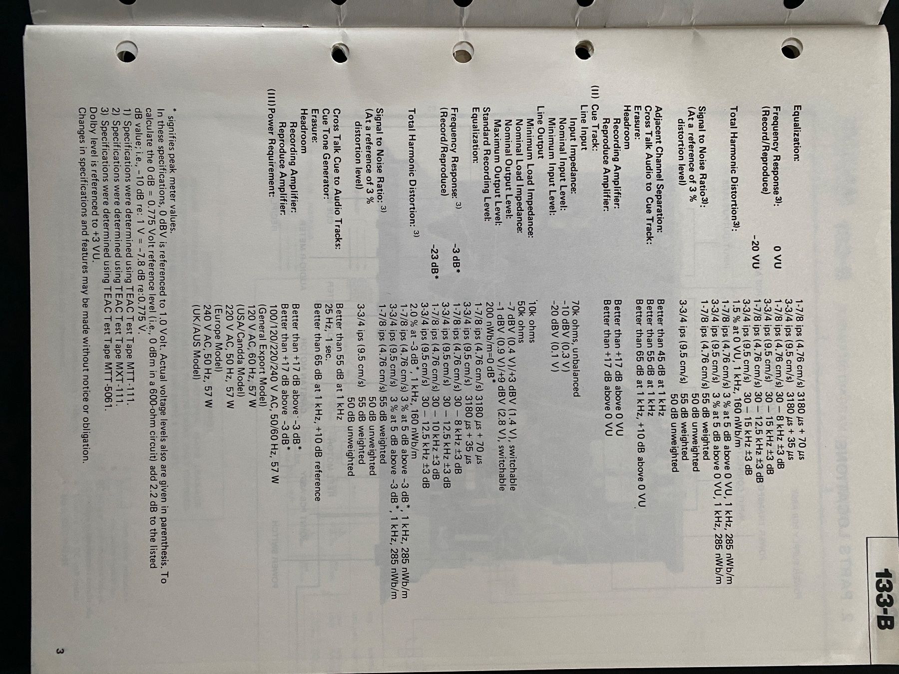 Registratori: Servicemanual TASCAM 133-B Cassetten Deck – Usato da Erlenbach ZH venduto da Leaford 2