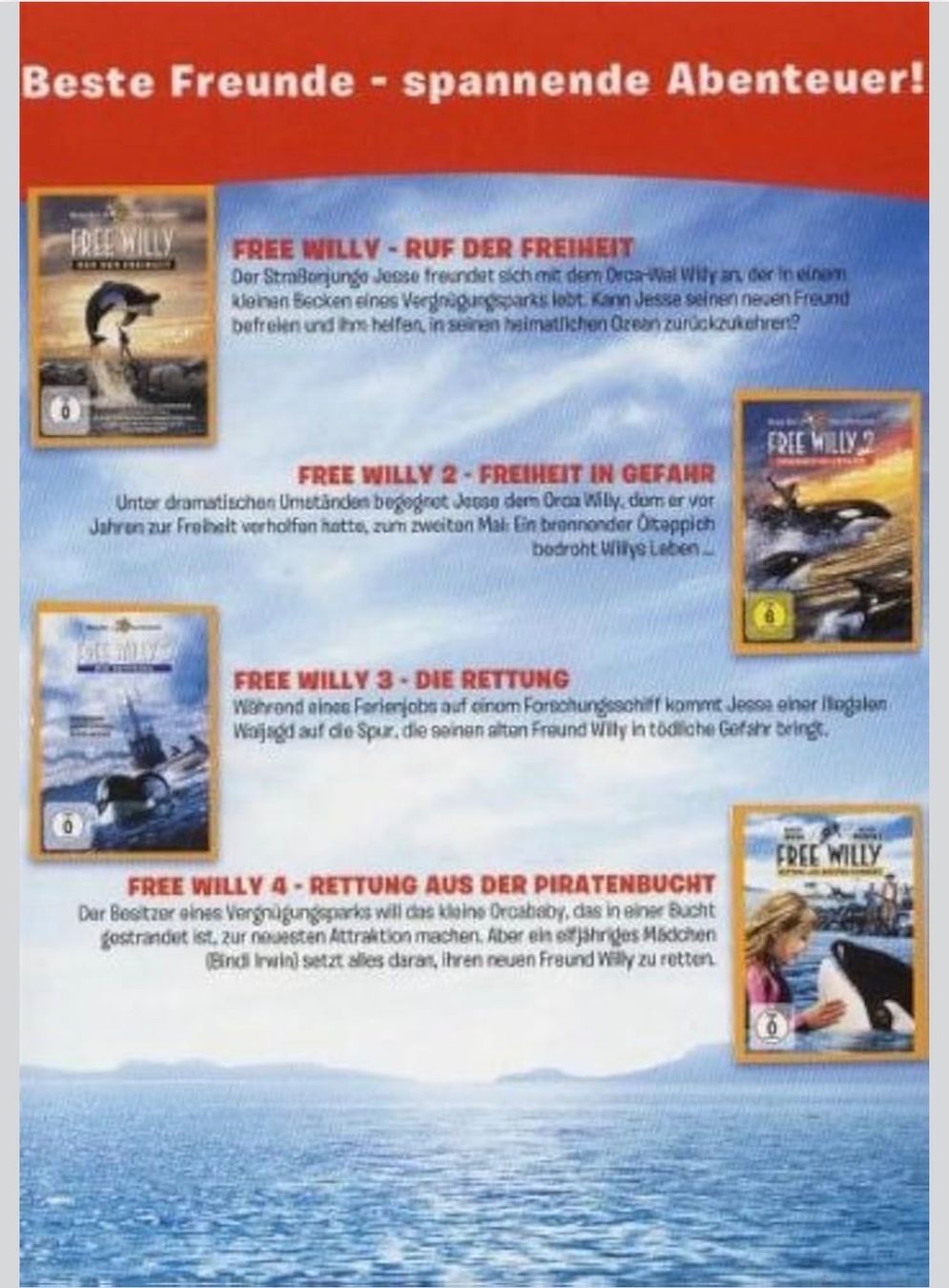 Tutti i DVDs: Free Willy 1-4 - Box-Set (DVD) – Nuovo e nell'imballaggio originale da Eschen venduto da 33shaggy33 2