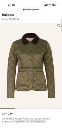 Barbour DEVERON Gr. 34 olivgrün NEU