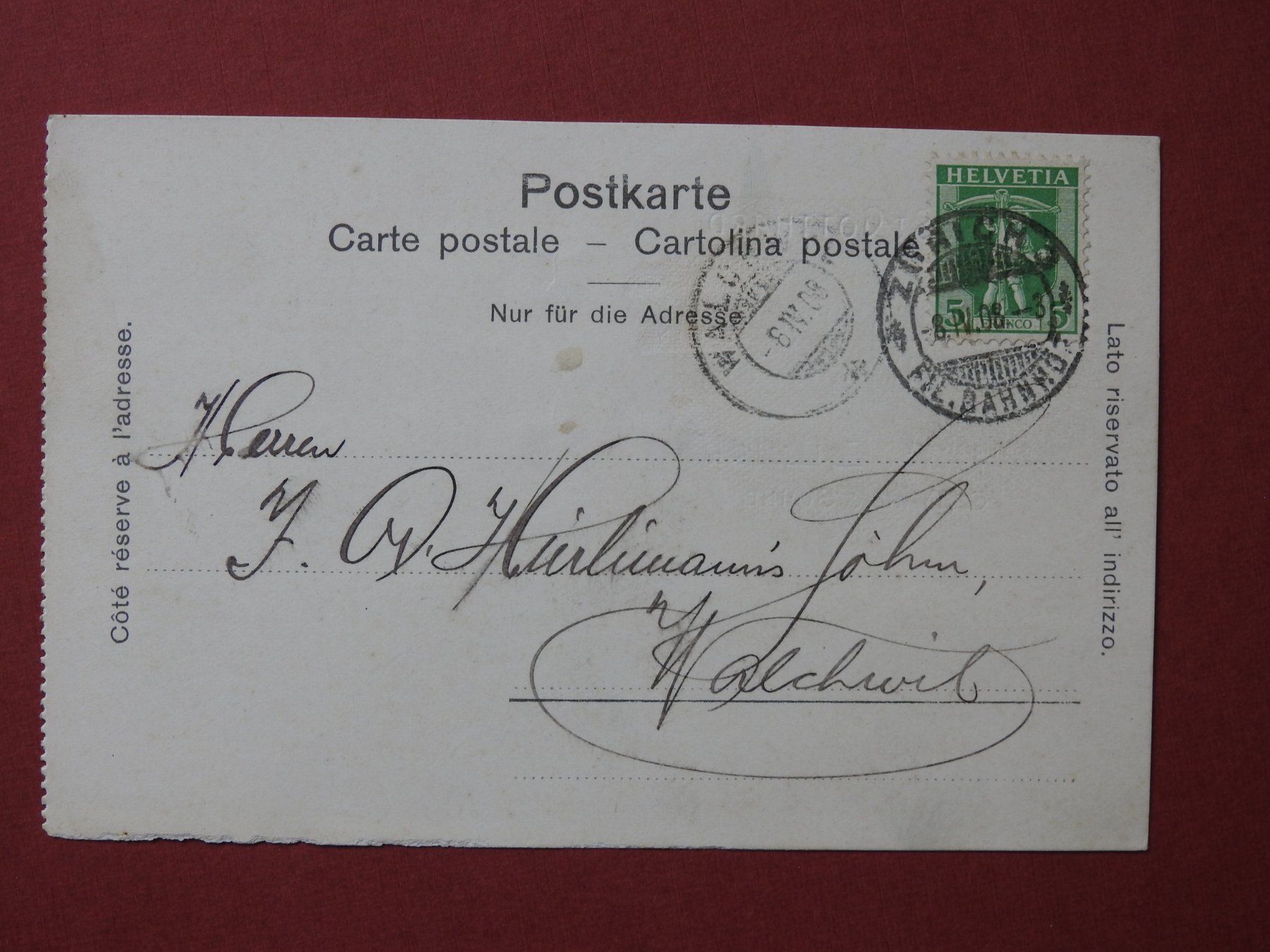 Cartoline postali: Hotel St. Gotthard  Zürich alte AK 1908 – Usato da Rain venduto da 999-800-K 1