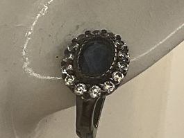 Ohrstecker mit Saphir, Sterlingsilber geschwärzt