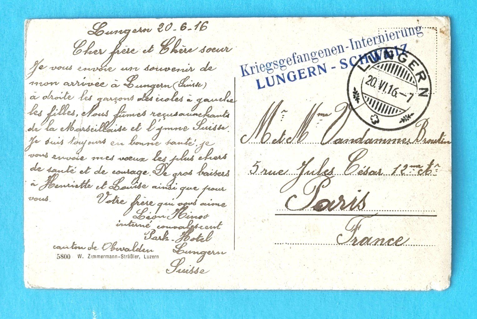 Cartoline postali: Lungern - Bahnhof - Internierte Kriegsgefangene - 1916 – Usato da Rothrist venduto da RROENK 1
