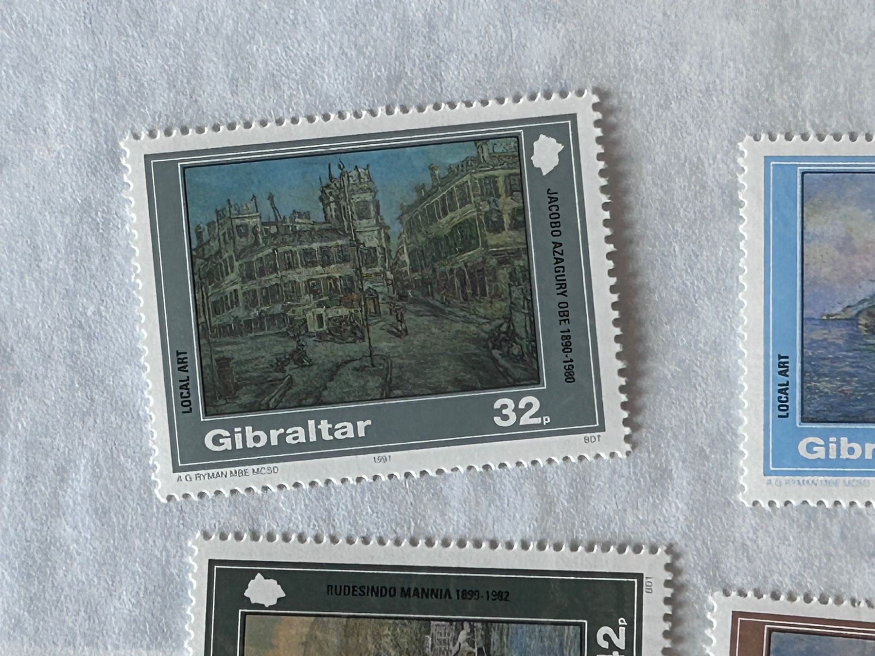 Alle Briefmarken: Stamps - Gibraltar - Local Art 1991 – Gebraucht aus Corcelles NE von AJKader 5