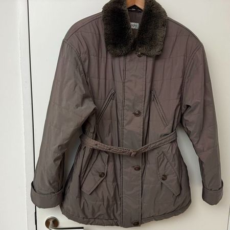 🌦️ Übergangs-Jacke mit Kunstfell-Kragen, Grösse L*, Top!