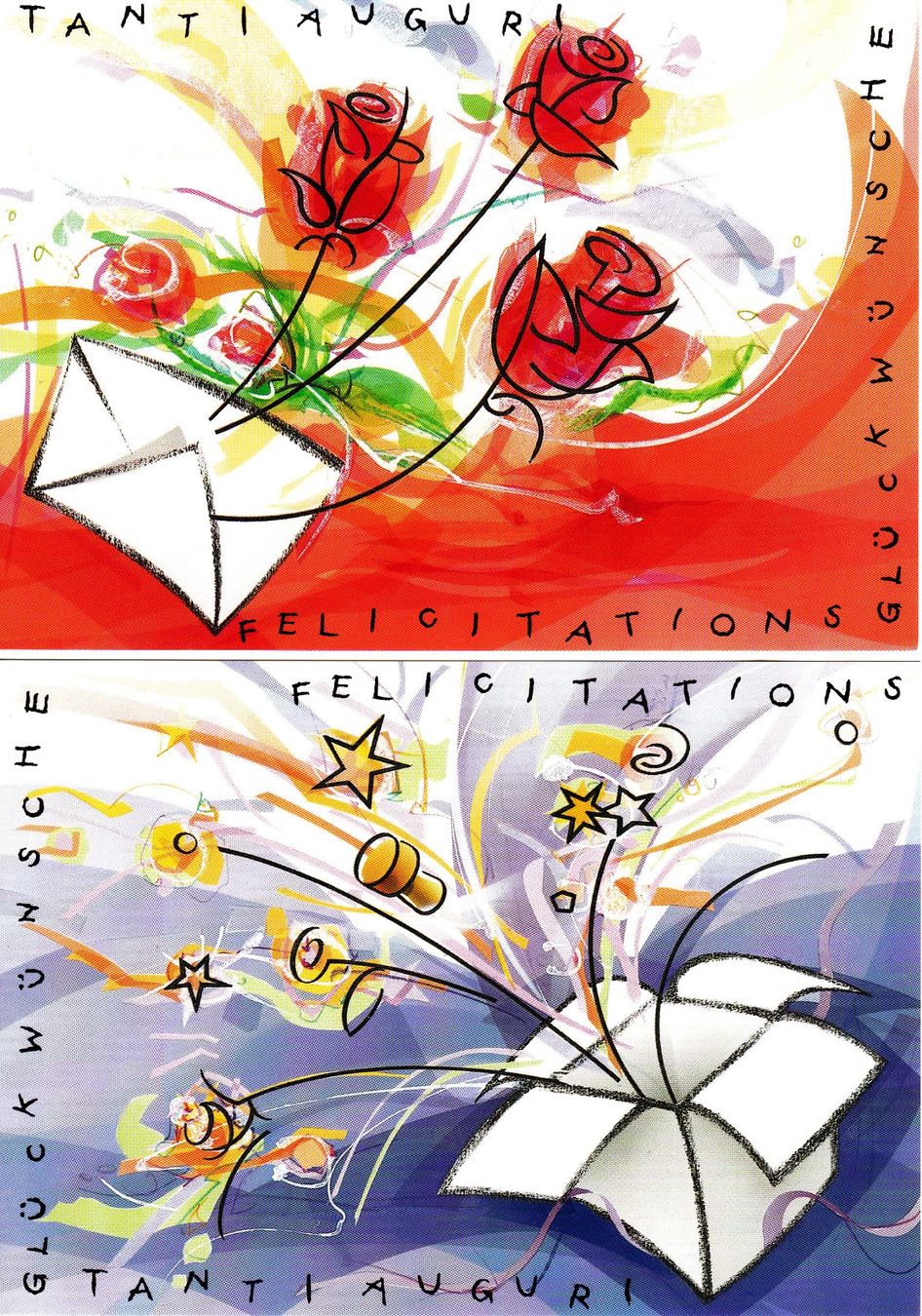 Cartoline postali: 2er Set: Vintage Glückwunschkarten - Postkarten-Set – Usato da Binningen venduto da Hahexa