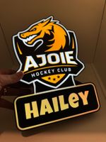 Lampe LED Hockey Ajoie, personnalisée au prénom Hailey