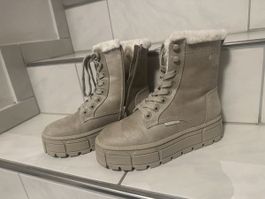Schnürstiefel Boots Beige Wildlederoptok Grösse 37