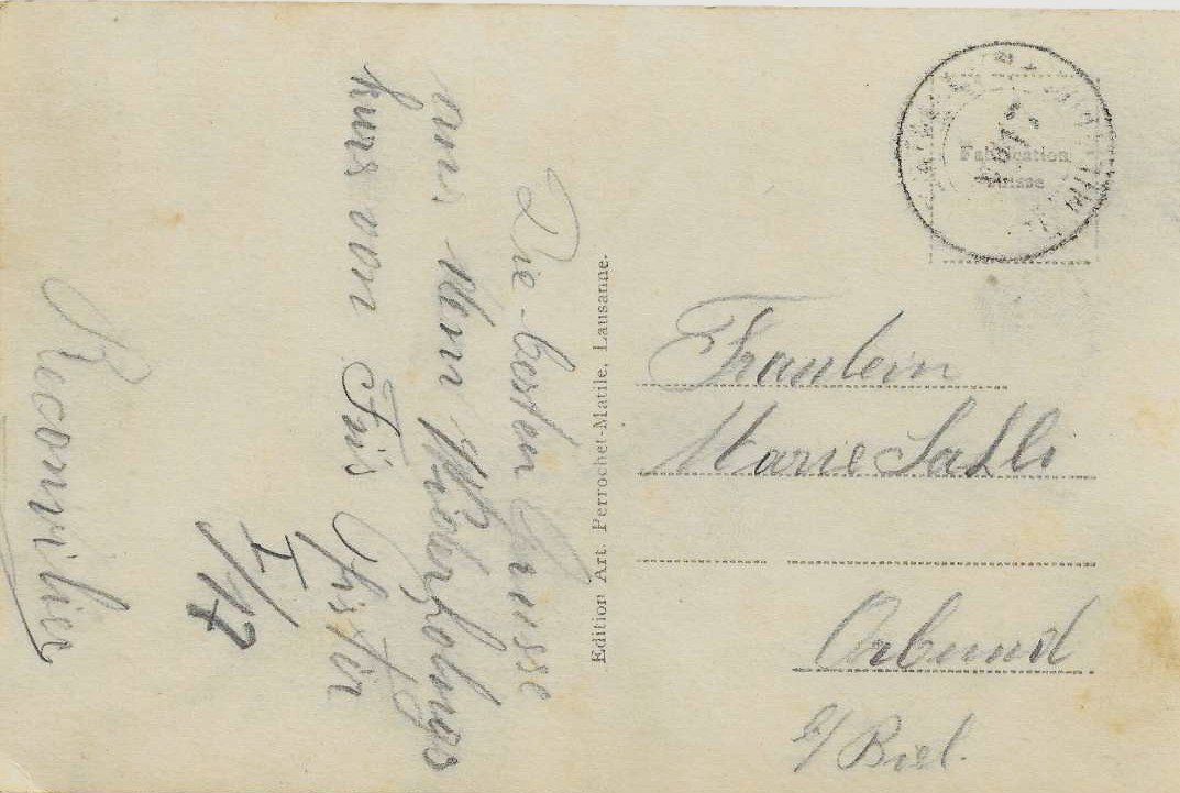 Cartoline postali: AK RECONVILIER FELDPOST um 1920 – Usato da Schlossrued venduto da Aronliam 1