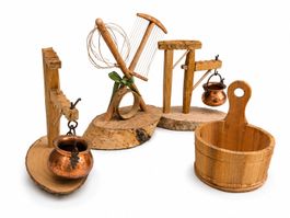 Miniatur Alpkäserei Holz & Kupfer Handarbeit Deko Sennerei