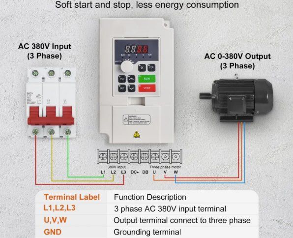 Motori: Frequenzumrichter VFD 3 PS, 2,2 kW, 5 A, 3-Phasen – Nuovo e nell'imballaggio originale da Amriswil venduto da JaJa-Express 2