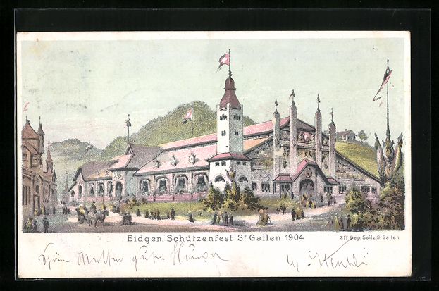 Cartoline postali: St. Gallen, Eidgen. Schützenfest 1904 – Usato da Berlin venduto da bartko-reher