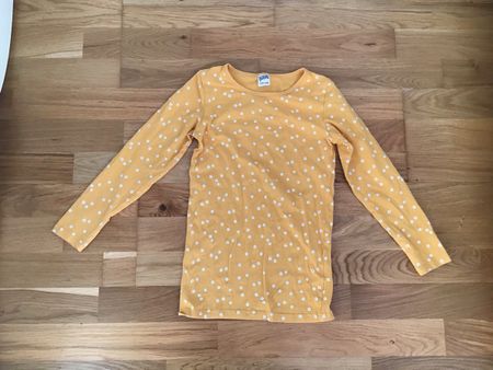 Kids Langarmshirt Gr. 122/128 Senfgelb mit Blümchen🌻